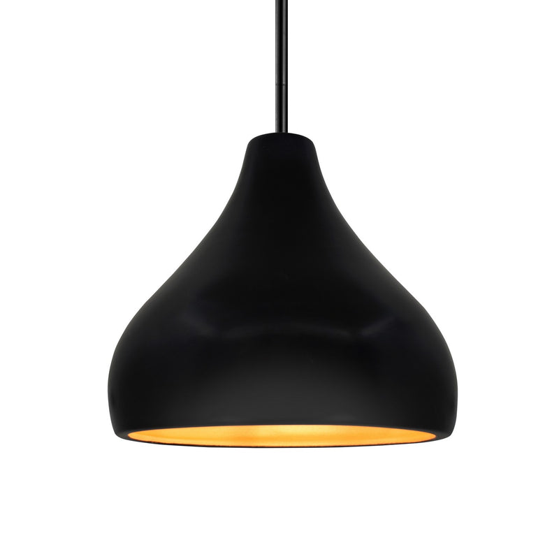 Justice Designs CER-6563-CBGD-MBLK-RIGID One Light Pendant, Carbon Matte Black w/ Champagne Gold