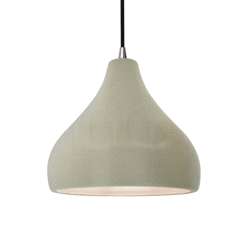 Justice Designs CER-6563-CKC-NCKL-BKCD One Light Pendant, Celadon Green Crackle
