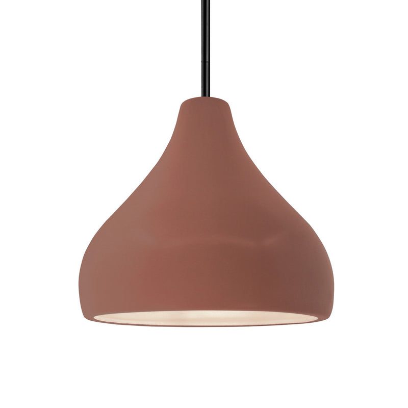 Justice Designs CER-6563-CLAY-MBLK-RIGID One Light Pendant, Canyon Clay