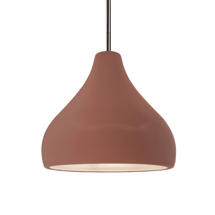 Justice Designs CER-6563-CLAY-NCKL-RIGID One Light Pendant, Canyon Clay