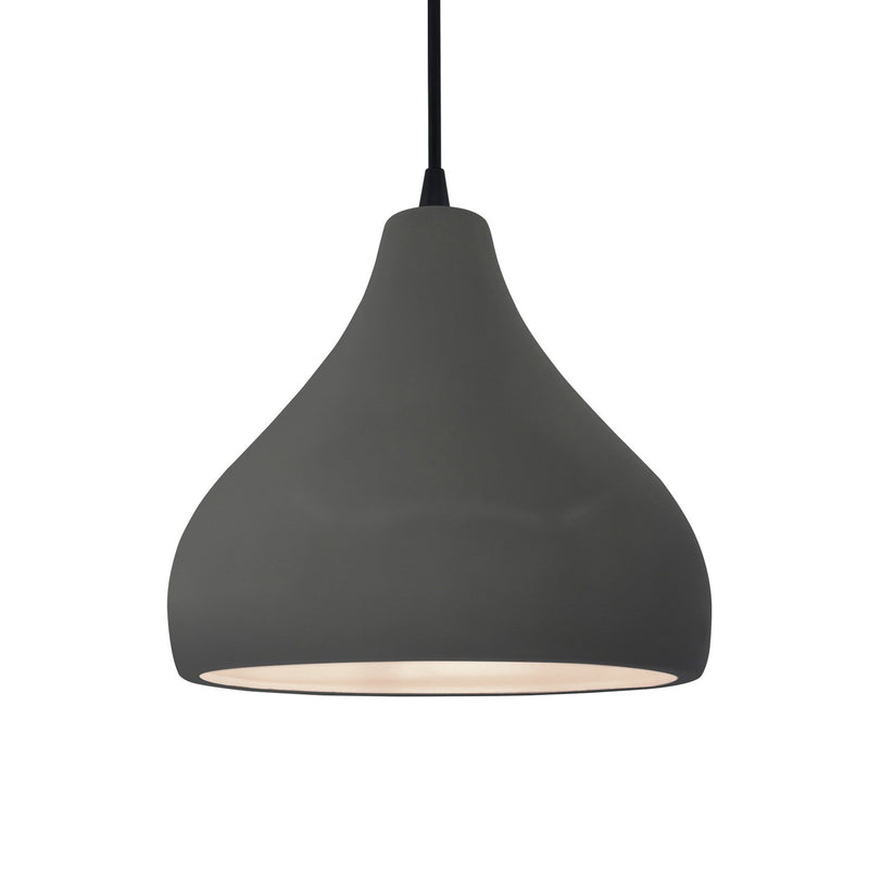 Justice Designs CER-6563-GRY-MBLK-BKCD One Light Pendant, Gloss Grey