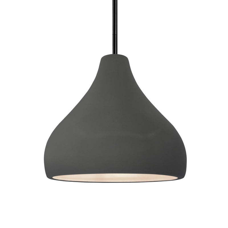 Justice Designs CER-6563-GRY-MBLK-RIGID One Light Pendant, Gloss Grey