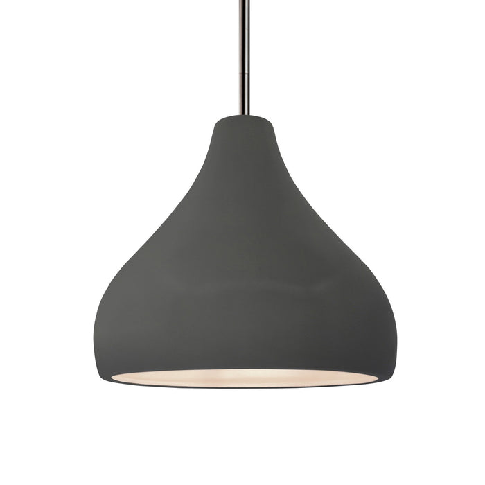 Justice Designs CER-6563-GRY-NCKL-RIGID One Light Pendant, Gloss Grey