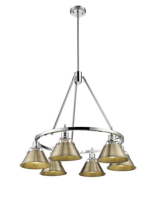 Golden 3306-6 CH-AB Six Light Chandelier, Chrome
