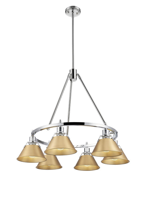 Golden 3306-6 CH-BCB Six Light Chandelier, Chrome
