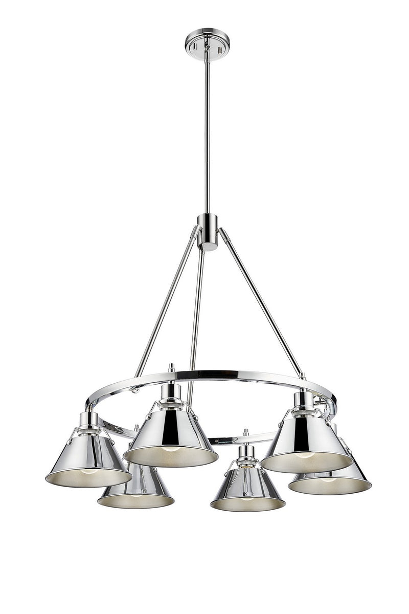 Golden 3306-6 CH-CH Six Light Chandelier, Chrome