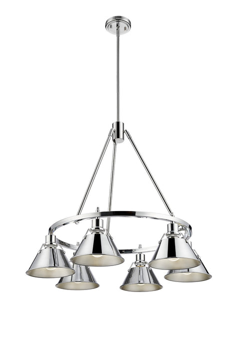 Golden 3306-6 CH-CH Six Light Chandelier, Chrome