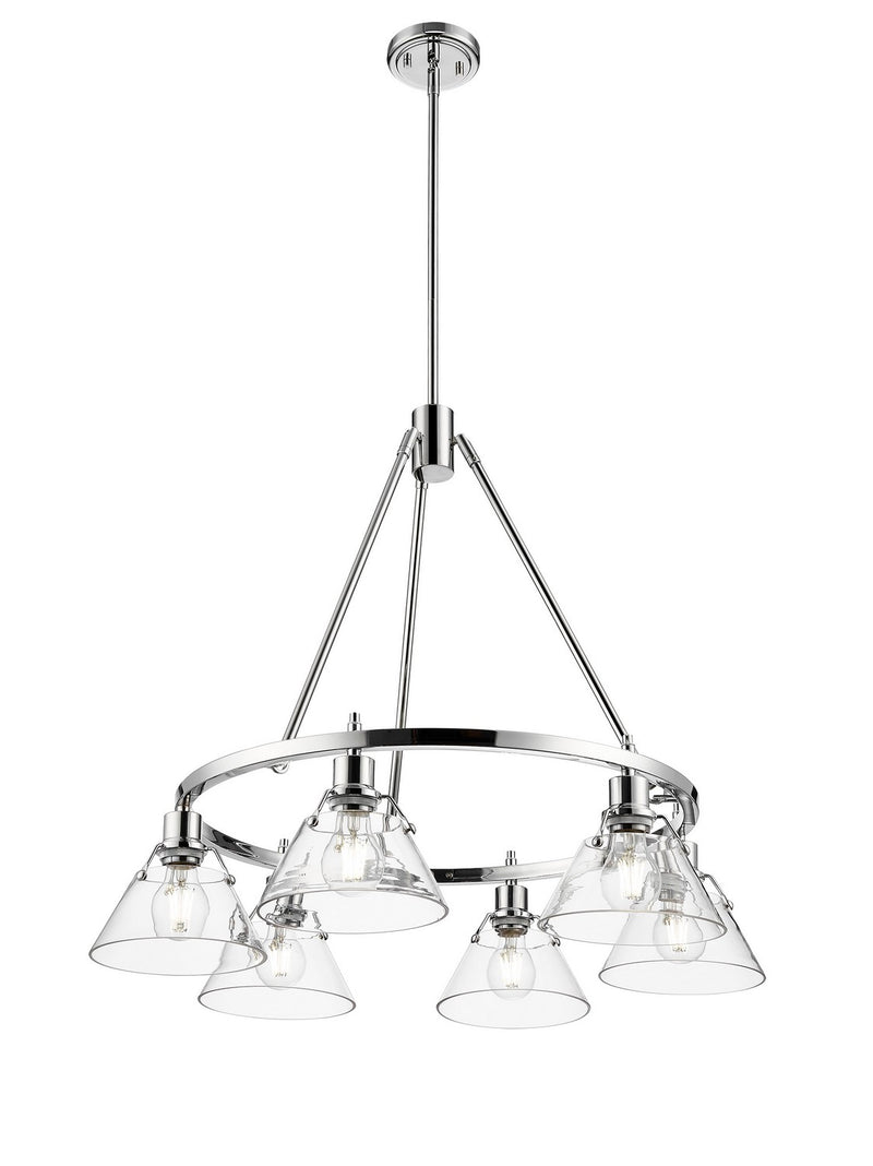 Golden 3306-6 CH-CLR Six Light Chandelier, Chrome