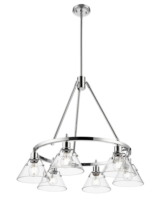 Golden 3306-6 CH-CLR Six Light Chandelier, Chrome