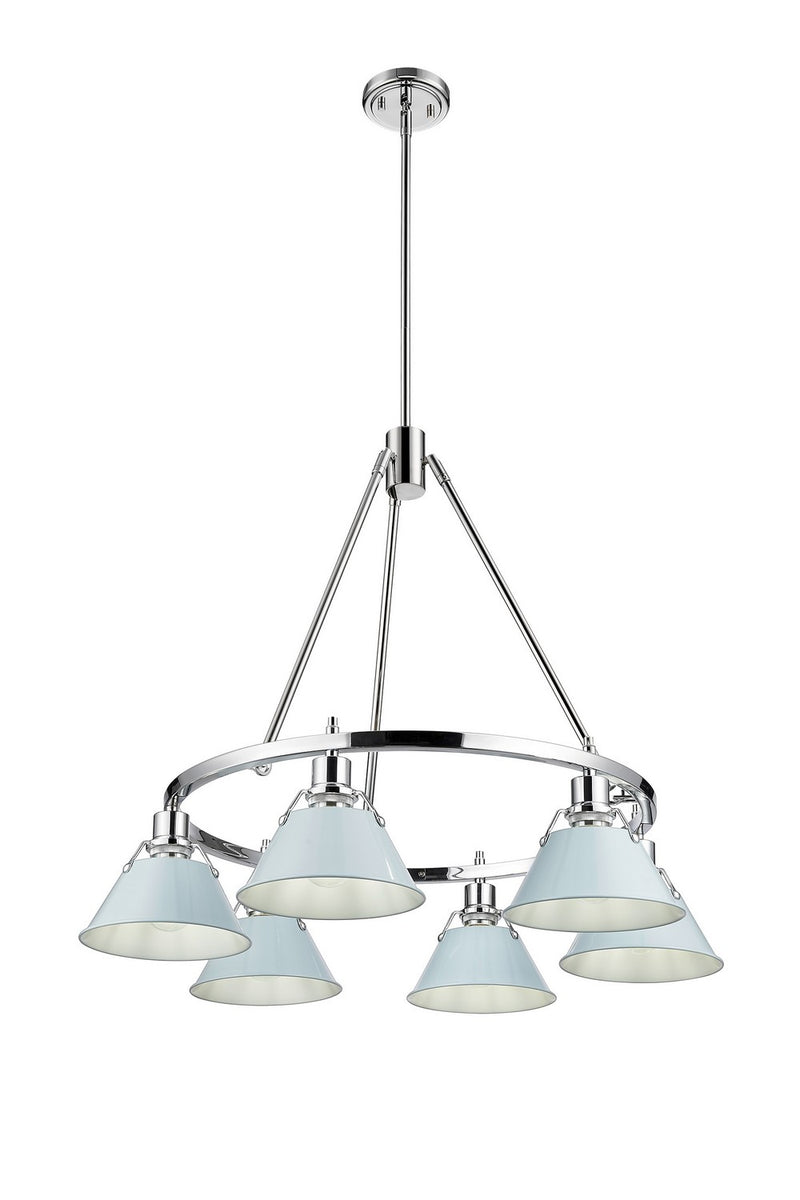 Golden 3306-6 CH-DB Six Light Chandelier, Chrome