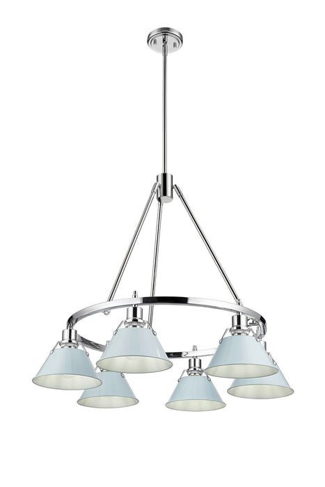 Golden 3306-6 CH-DB Six Light Chandelier, Chrome