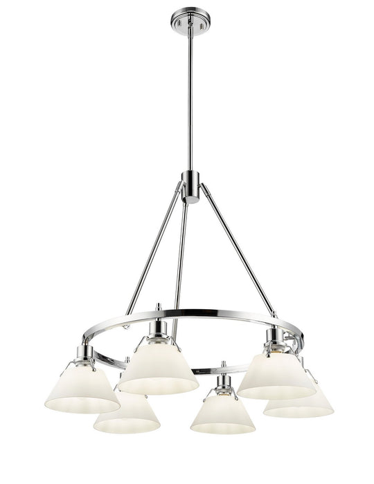 Golden 3306-6 CH-OP Six Light Chandelier, Chrome