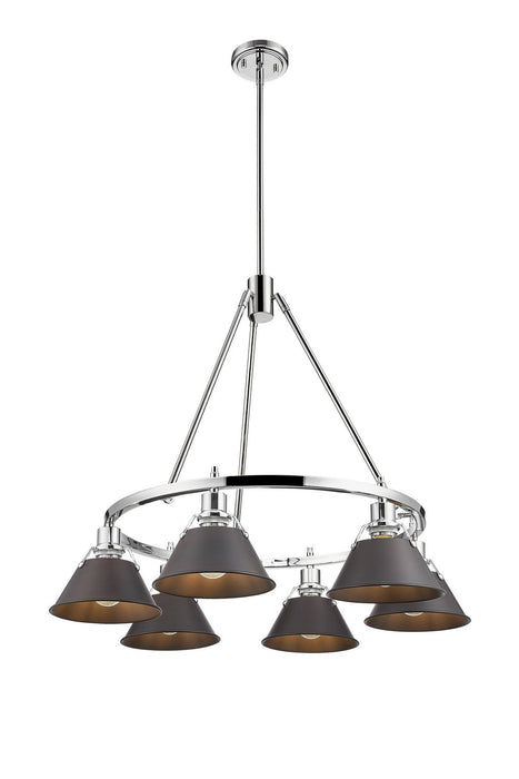 Golden 3306-6 CH-RBZ Six Light Chandelier, Chrome
