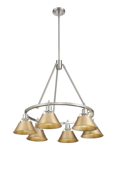 Golden 3306-6 PW-BCB Six Light Chandelier, Pewter
