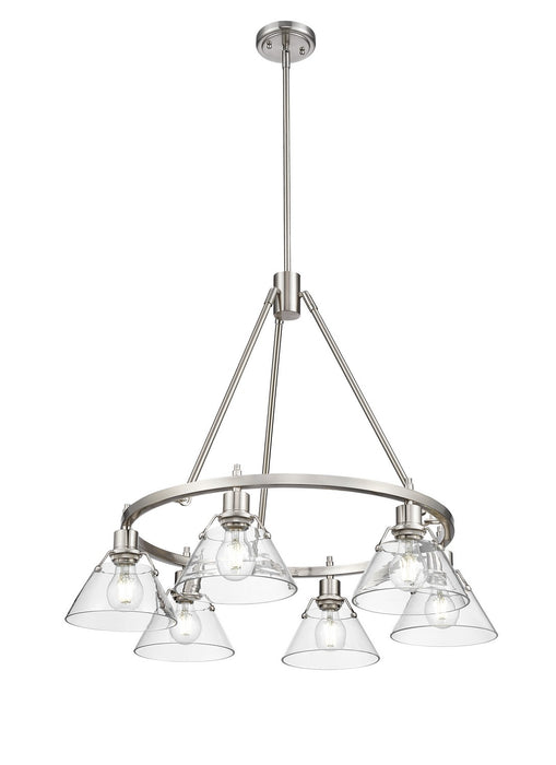 Golden 3306-6 PW-CLR Six Light Chandelier, Pewter