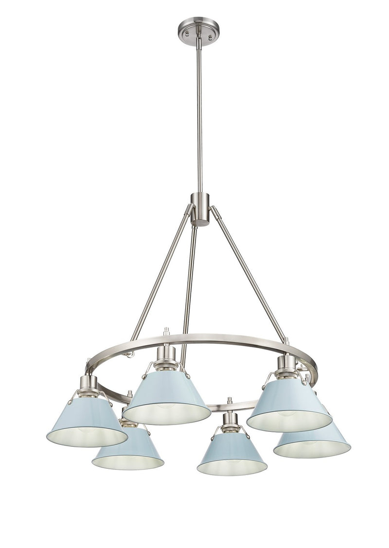 Golden 3306-6 PW-DB Six Light Chandelier, Pewter