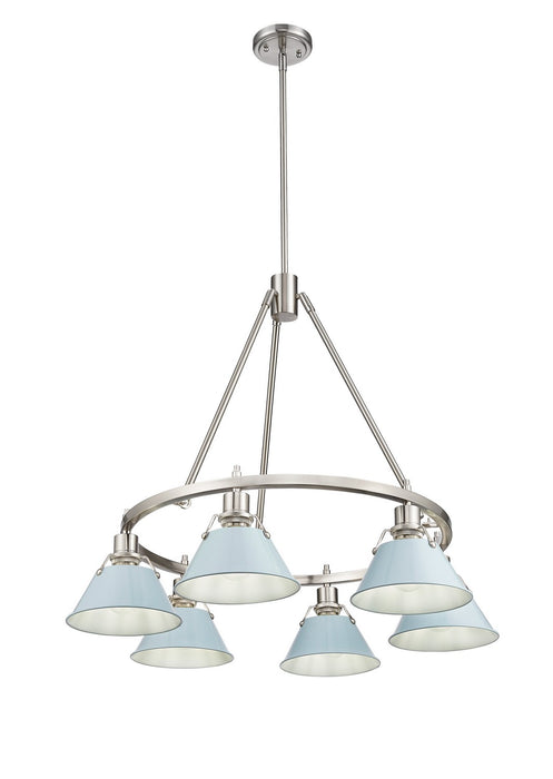 Golden 3306-6 PW-DB Six Light Chandelier, Pewter