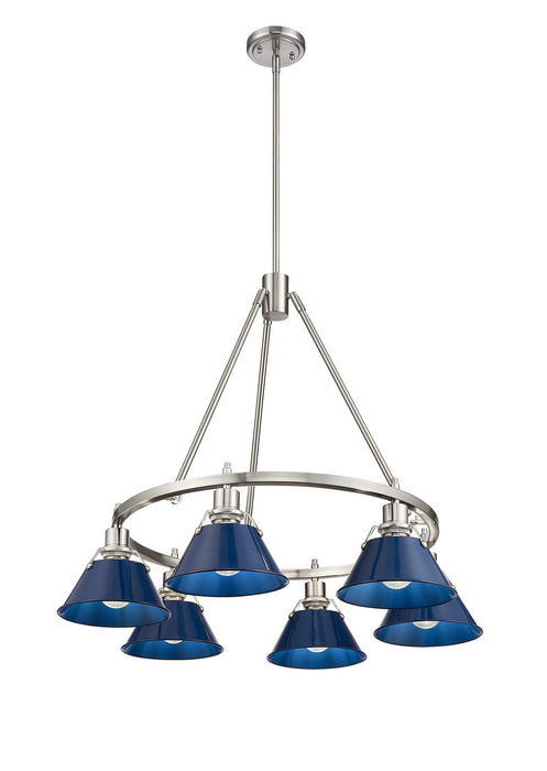 Golden 3306-6 PW-NVY Six Light Chandelier, Pewter
