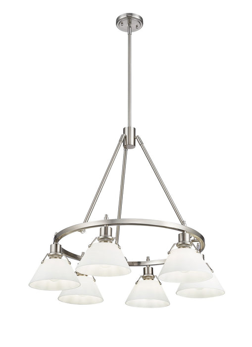 Golden 3306-6 PW-OP Six Light Chandelier, Pewter