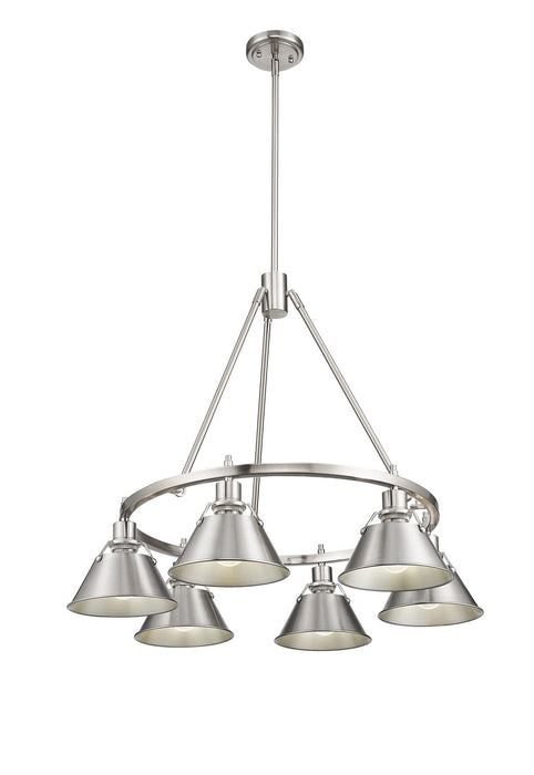 Golden 3306-6 PW-PW Six Light Chandelier, Pewter
