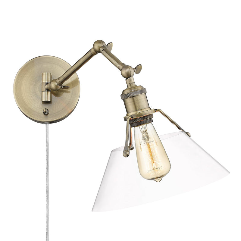Golden 3306-A1W AB-CLR One Light Wall Sconce, Aged Brass