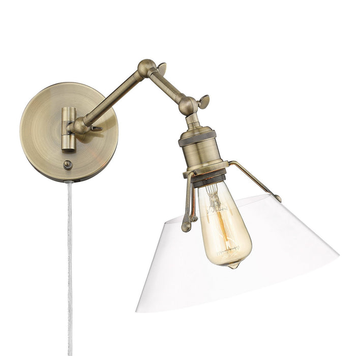 Golden 3306-A1W AB-CLR One Light Wall Sconce, Aged Brass