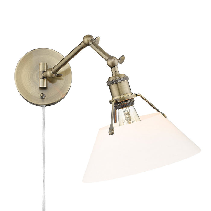 Golden 3306-A1W AB-OP One Light Wall Sconce, Aged Brass