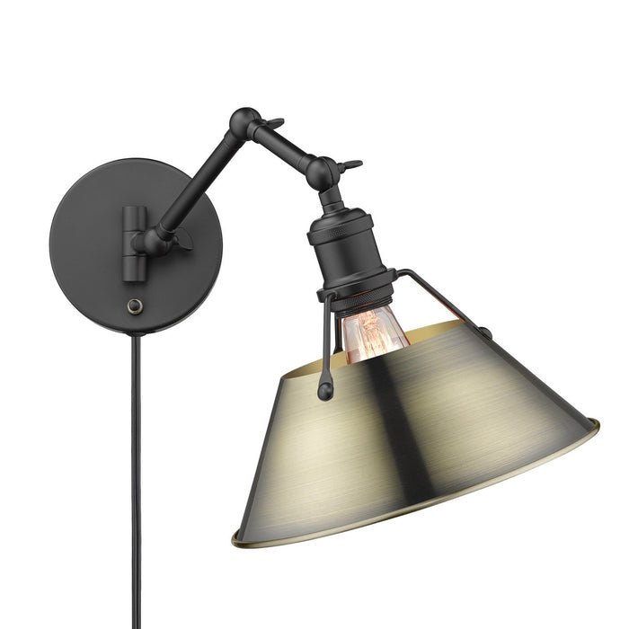 Golden 3306-A1W BLK-AB One Light Wall Sconce, Matte Black