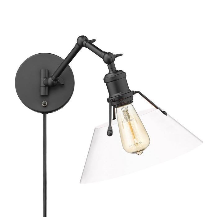 Golden 3306-A1W BLK-CLR One Light Wall Sconce, Matte Black
