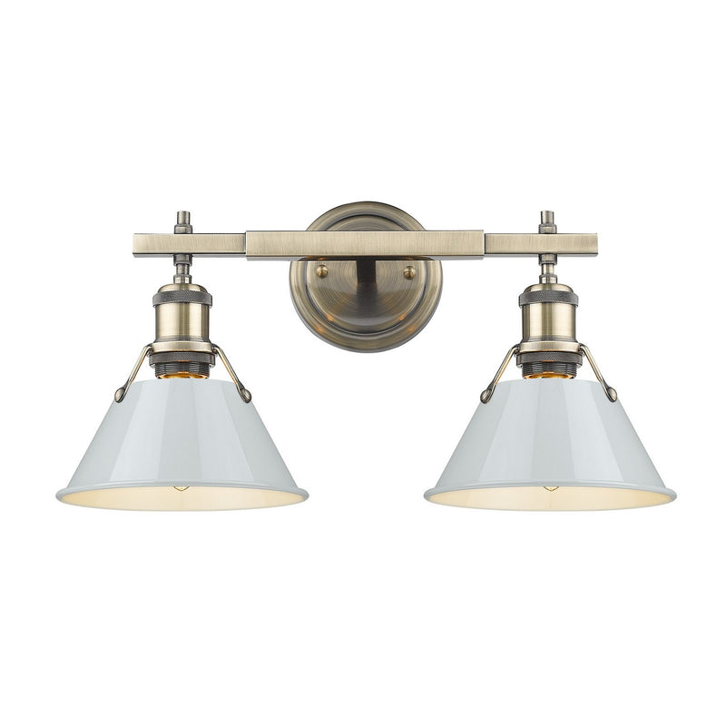 Golden 3306-BA2 AB-DB Two Light Bath Vanity, Aged Brass