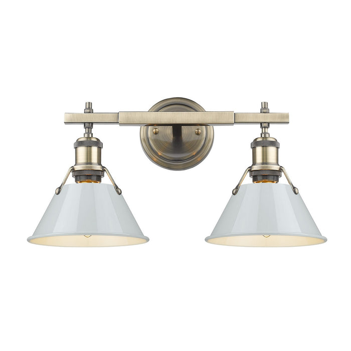 Golden 3306-BA2 AB-DB Two Light Bath Vanity, Aged Brass