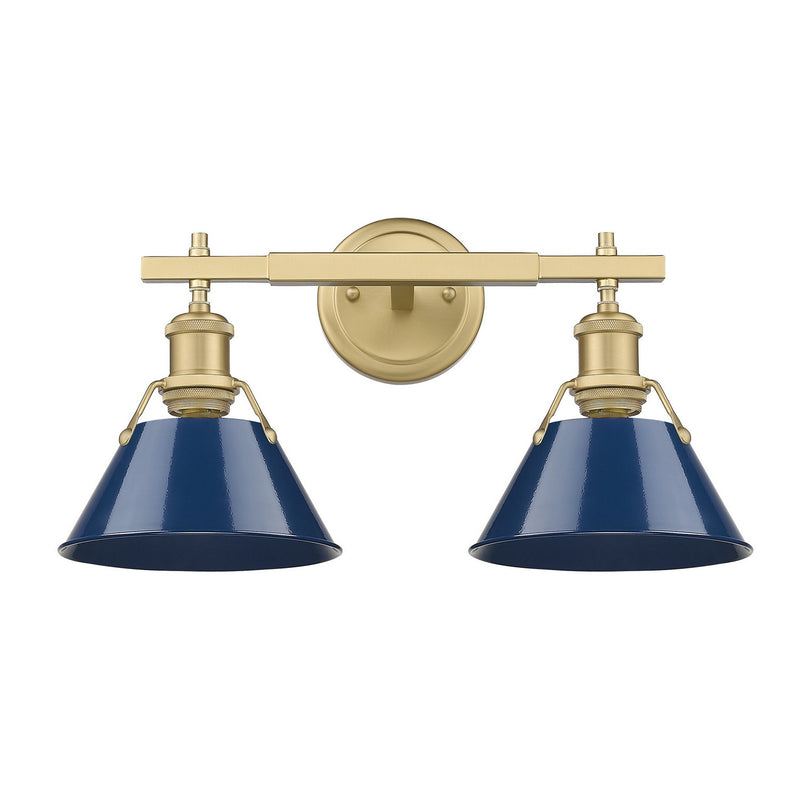 Golden 3306-BA2 BCB-NVY Two Light Bath Vanity, Brushed Champagne Bronze