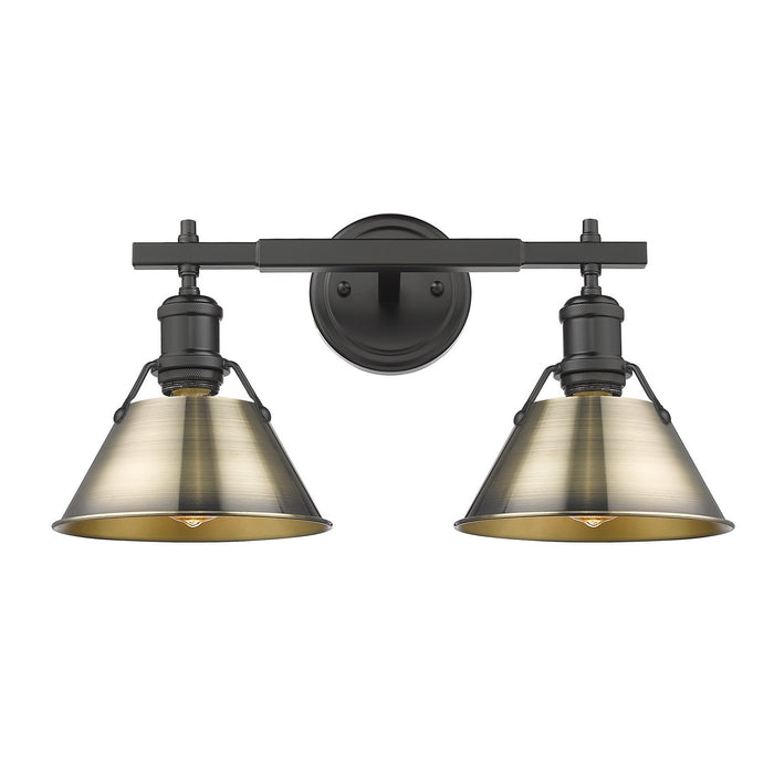 Golden 3306-BA2 BLK-AB Two Light Bath Vanity, Matte Black