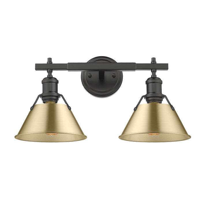 Golden 3306-BA2 BLK-BCB Two Light Bath Vanity, Matte Black