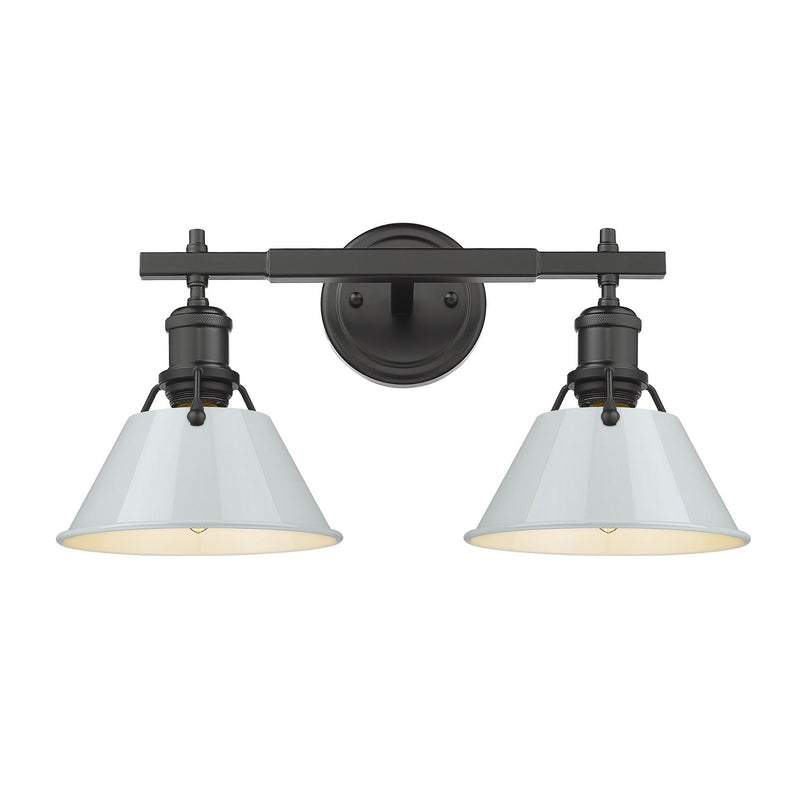 Golden 3306-BA2 BLK-DB Two Light Bath Vanity, Matte Black