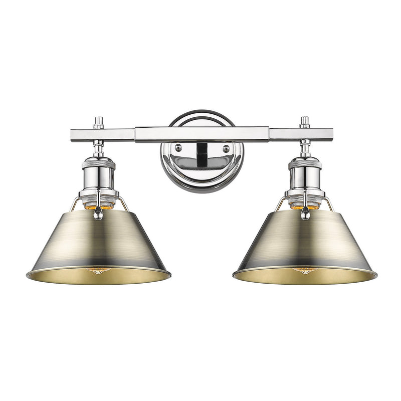 Golden 3306-BA2 CH-AB Two Light Bath Vanity, Chrome