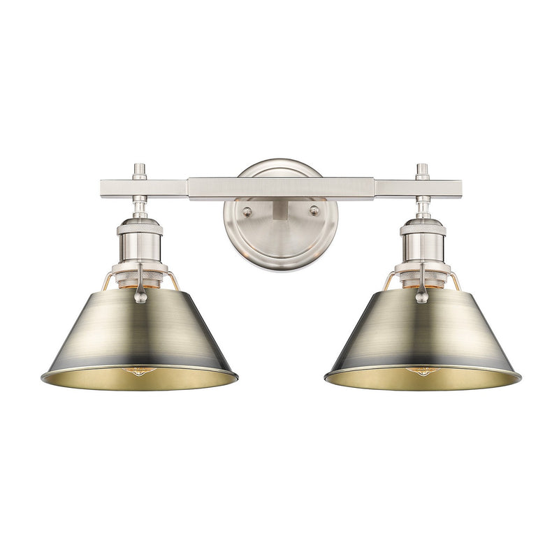 Golden 3306-BA2 PW-AB Two Light Bath Vanity, Pewter