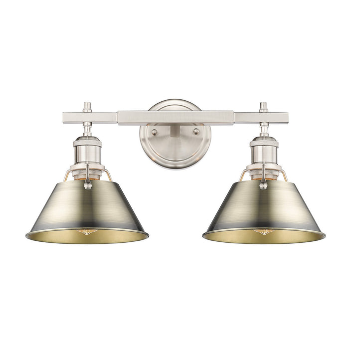 Golden 3306-BA2 PW-AB Two Light Bath Vanity, Pewter