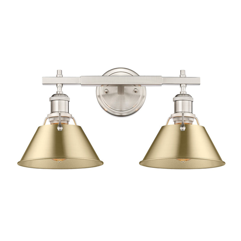 Golden 3306-BA2 PW-BCB Two Light Bath Vanity, Pewter