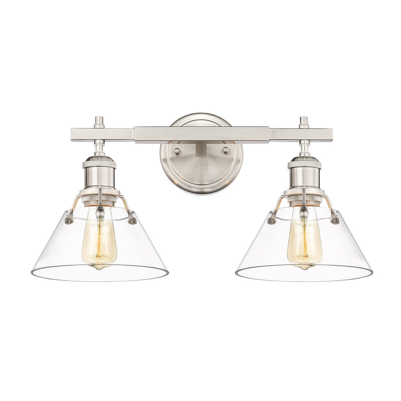 Golden 3306-BA2 PW-CLR Two Light Bath Vanity, Pewter