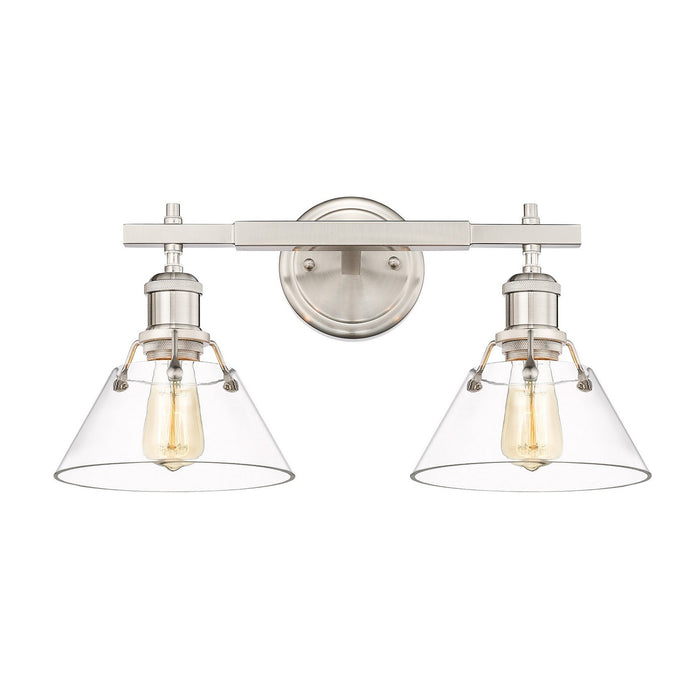 Golden 3306-BA2 PW-CLR Two Light Bath Vanity, Pewter