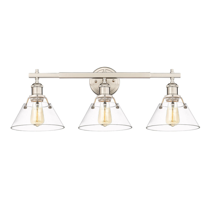 Golden 3306-BA3 PW-CLR Three Light Bath Vanity, Pewter