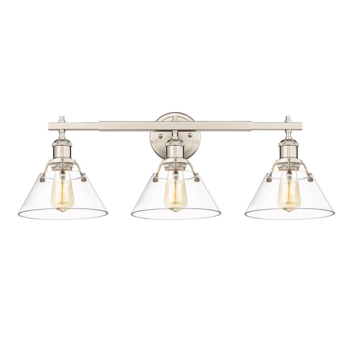 Golden 3306-BA3 PW-CLR Three Light Bath Vanity, Pewter