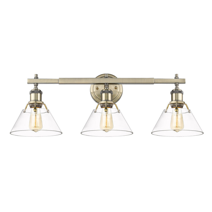 Golden 3306-BA3 AB-CLR Three Light Bath Vanity, Aged Brass