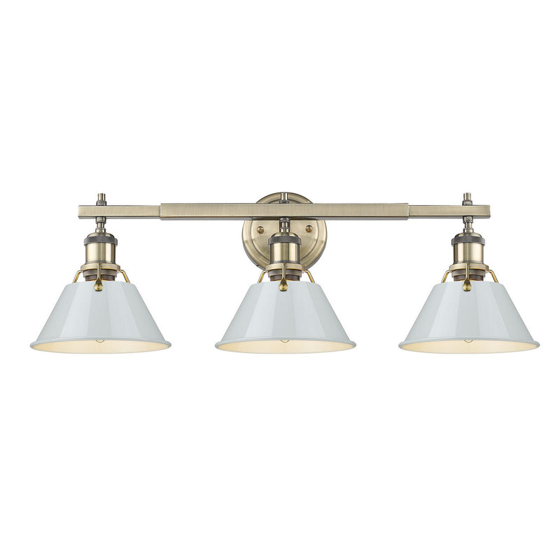 Golden 3306-BA3 AB-DB Three Light Bath Vanity, Aged Brass