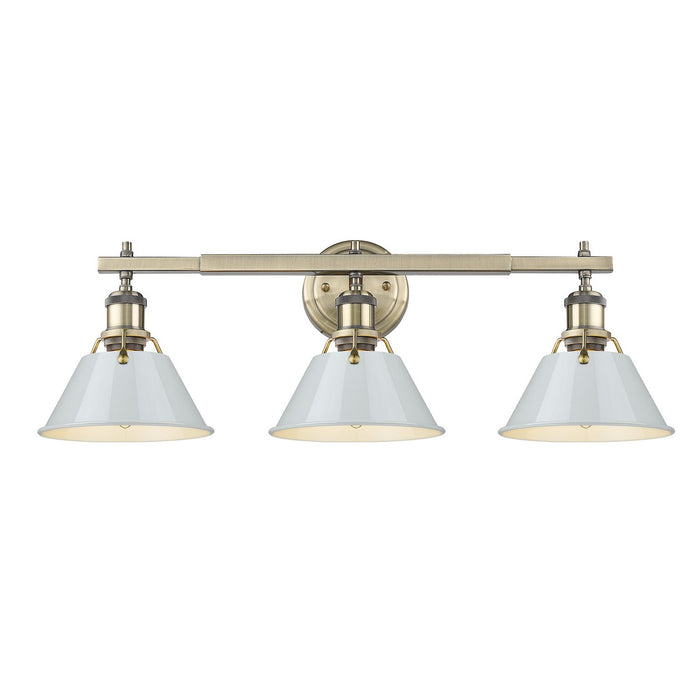 Golden 3306-BA3 AB-DB Three Light Bath Vanity, Aged Brass