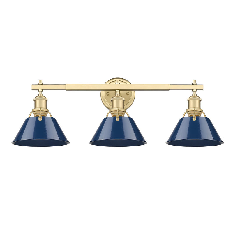 Golden 3306-BA3 BCB-NVY Three Light Bath Vanity, Brushed Champagne Bronze