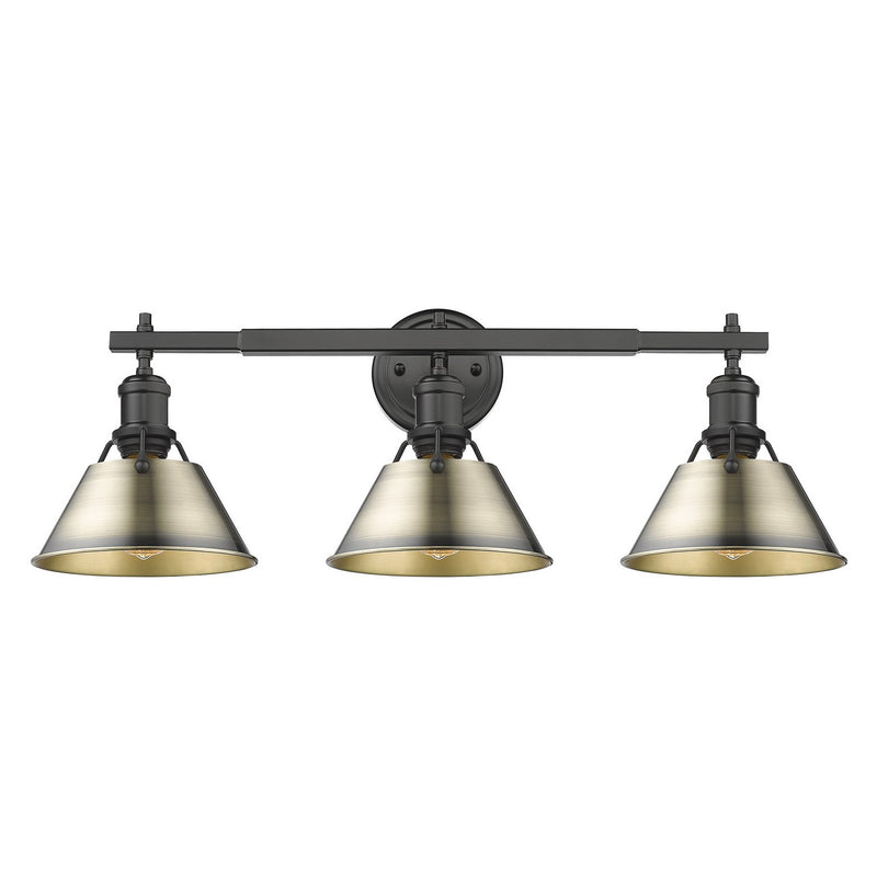 Golden 3306-BA3 BLK-AB Three Light Bath Vanity, Matte Black