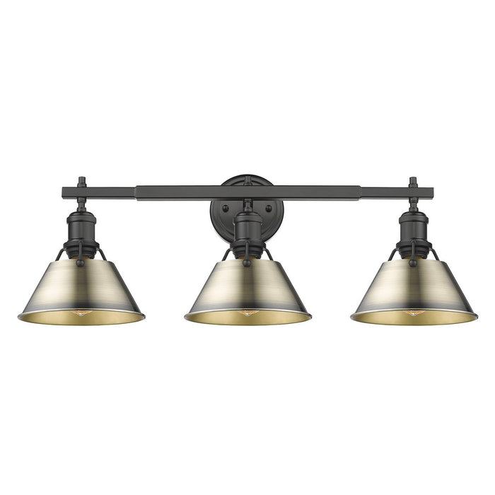 Golden 3306-BA3 BLK-AB Three Light Bath Vanity, Matte Black