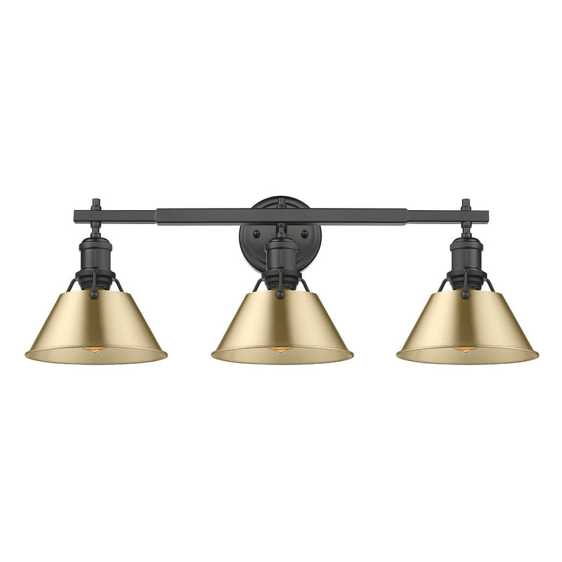 Golden 3306-BA3 BLK-BCB Three Light Bath Vanity, Matte Black